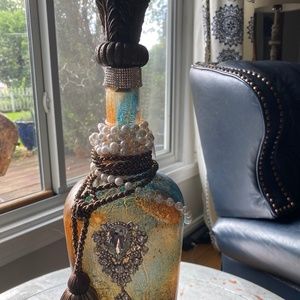 French country distressed decor altered bottle